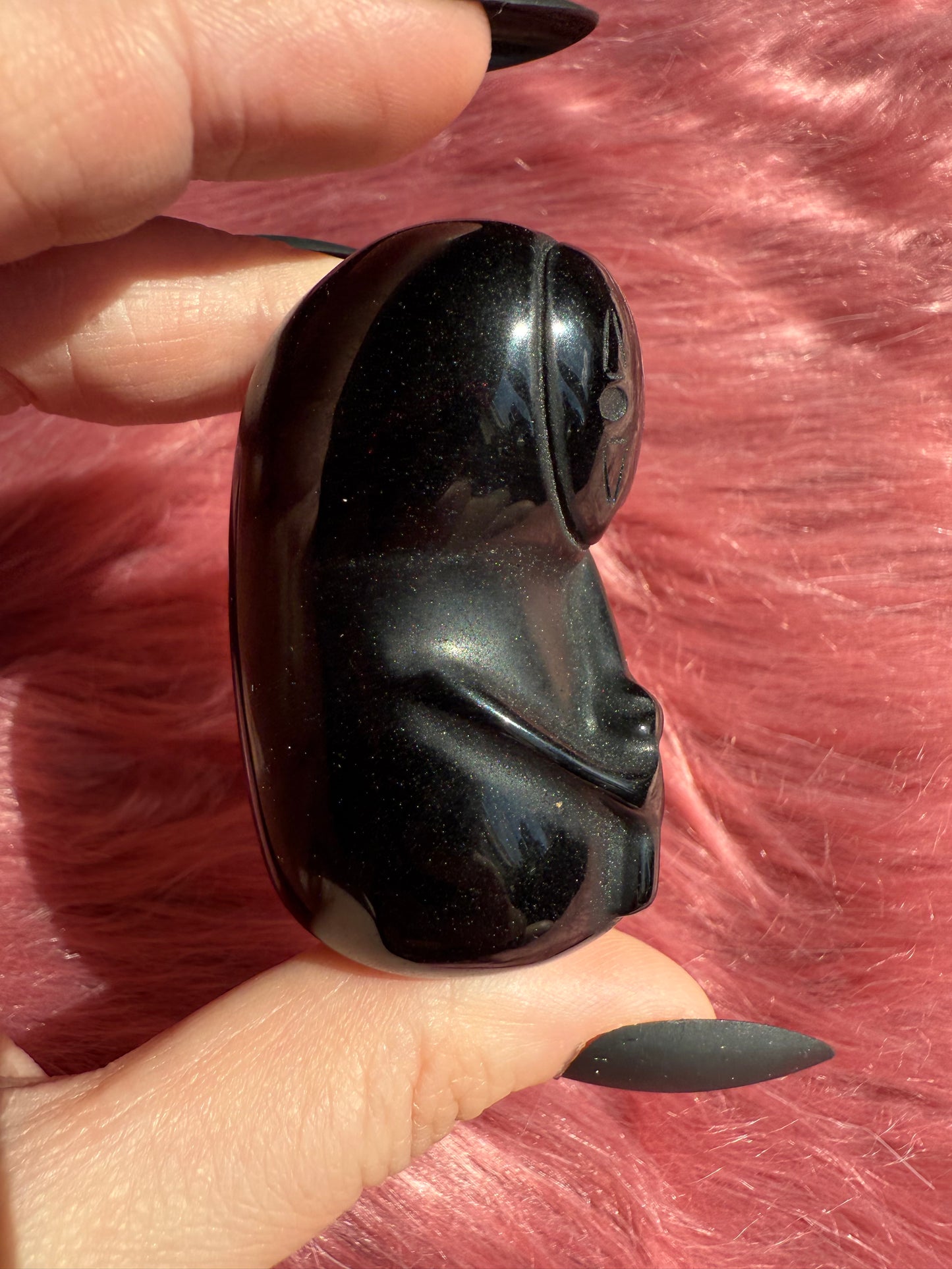 Stunning Obsidian Grim Reaper Carving