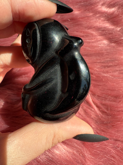 Stunning Obsidian Grim Reaper Carving