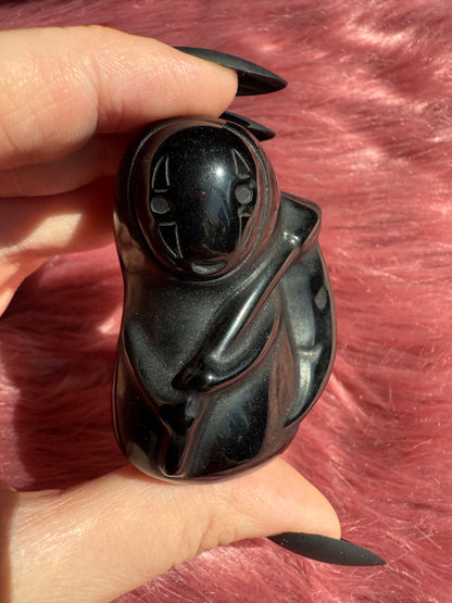 Stunning Obsidian Grim Reaper Carving