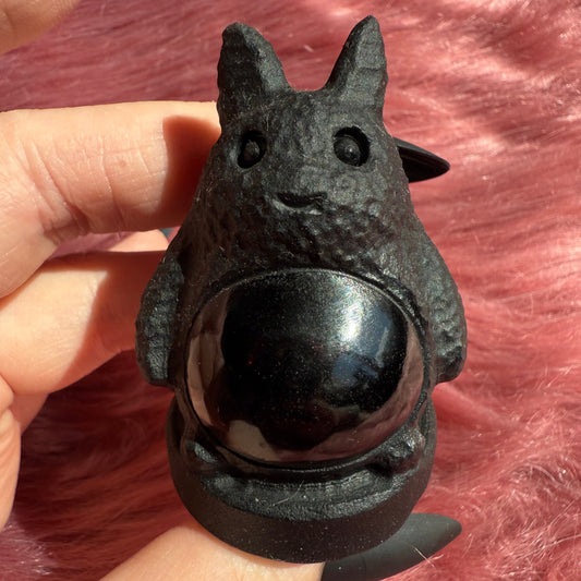 Stunning High Quality Black Obsidian Totoro Carving