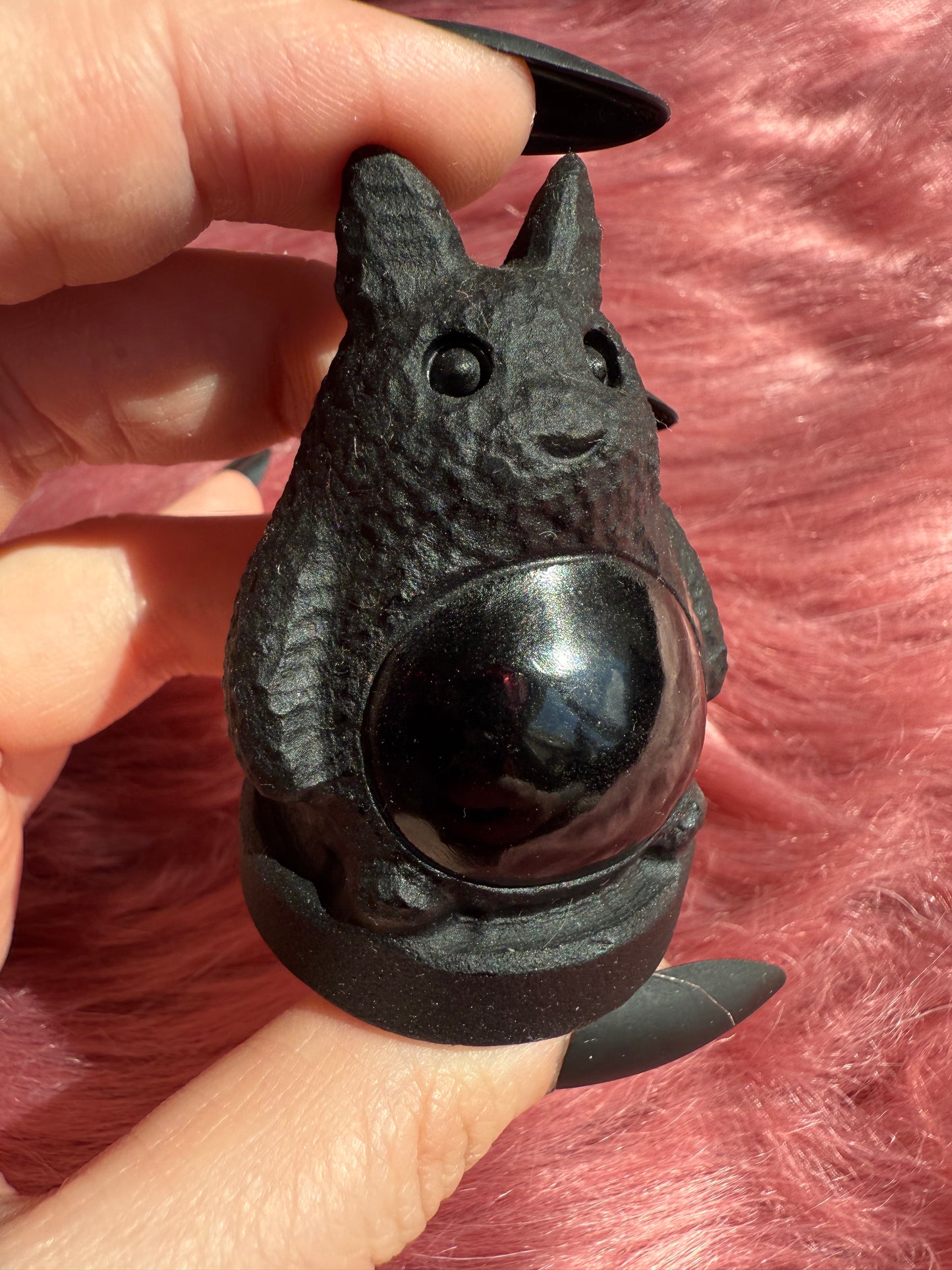 Stunning High Quality Black Obsidian Totoro Carving