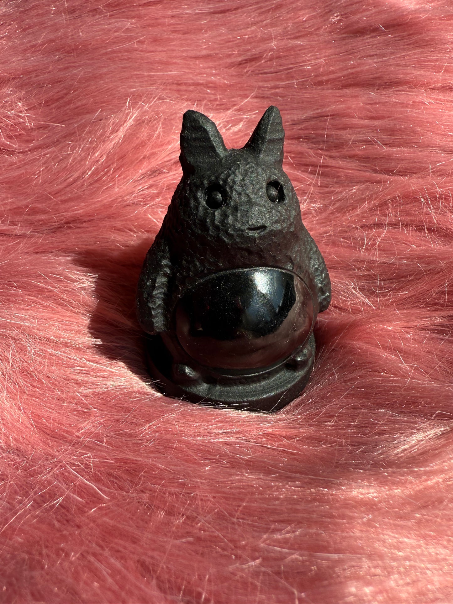 Stunning High Quality Black Obsidian Totoro Carving