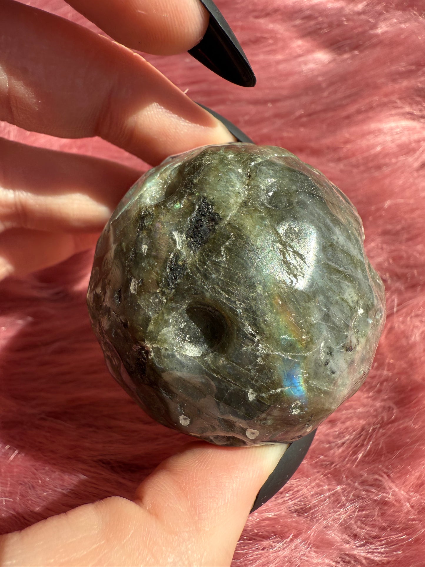 Stunning Labradorite Moon Carving