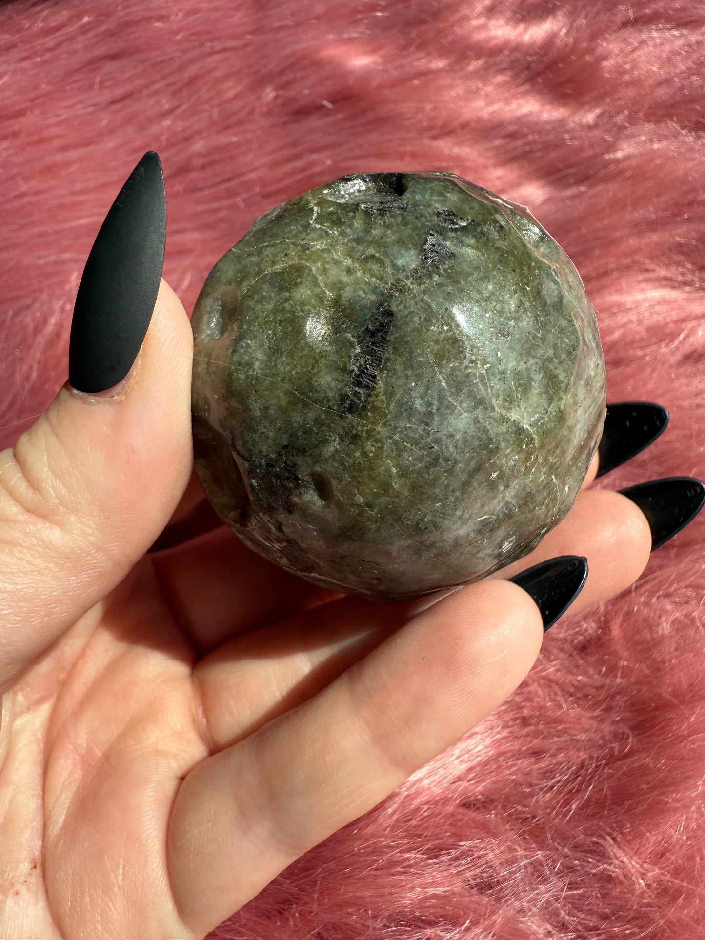 Stunning Labradorite Moon Carving