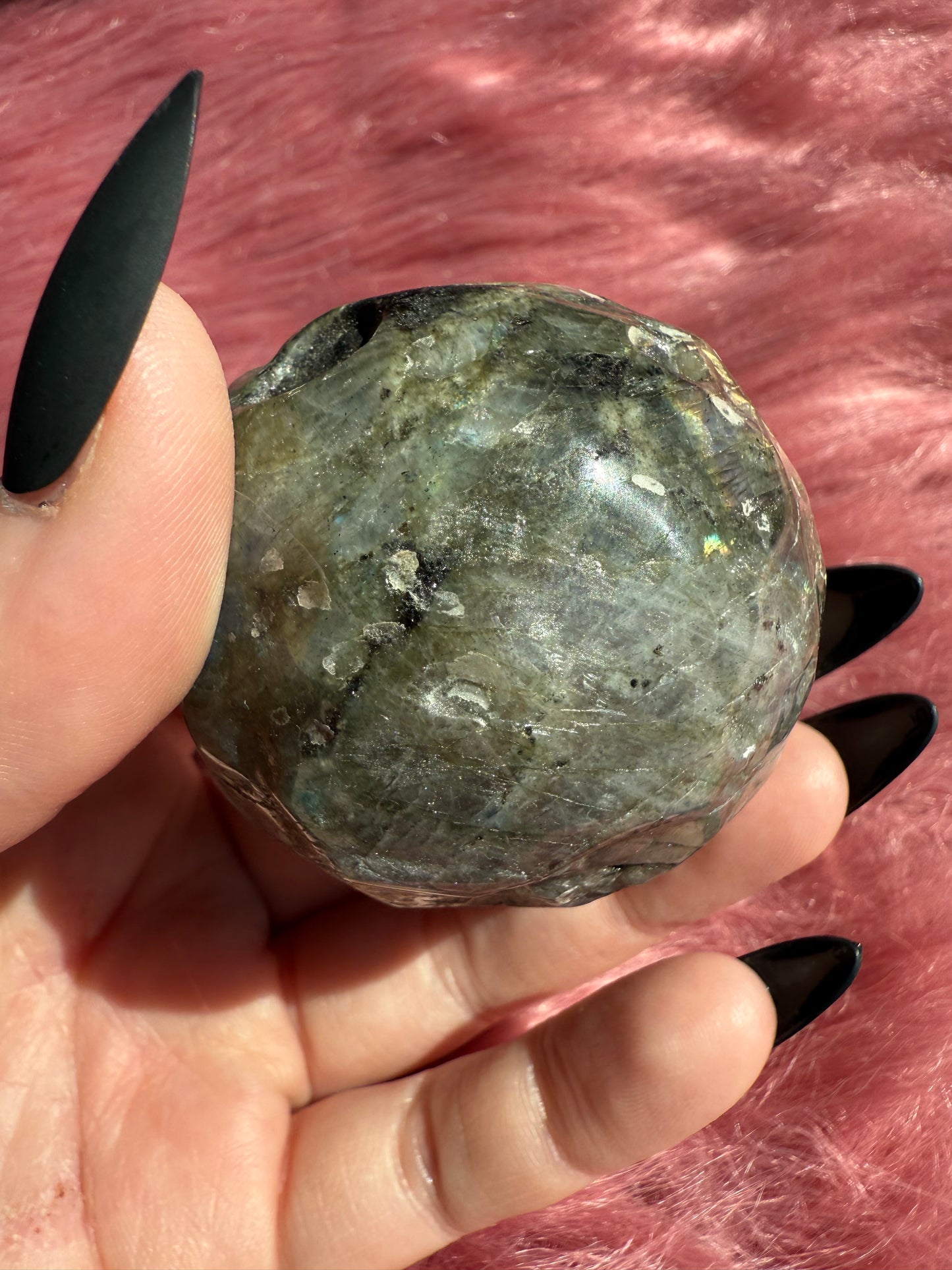 Stunning Labradorite Moon Carving