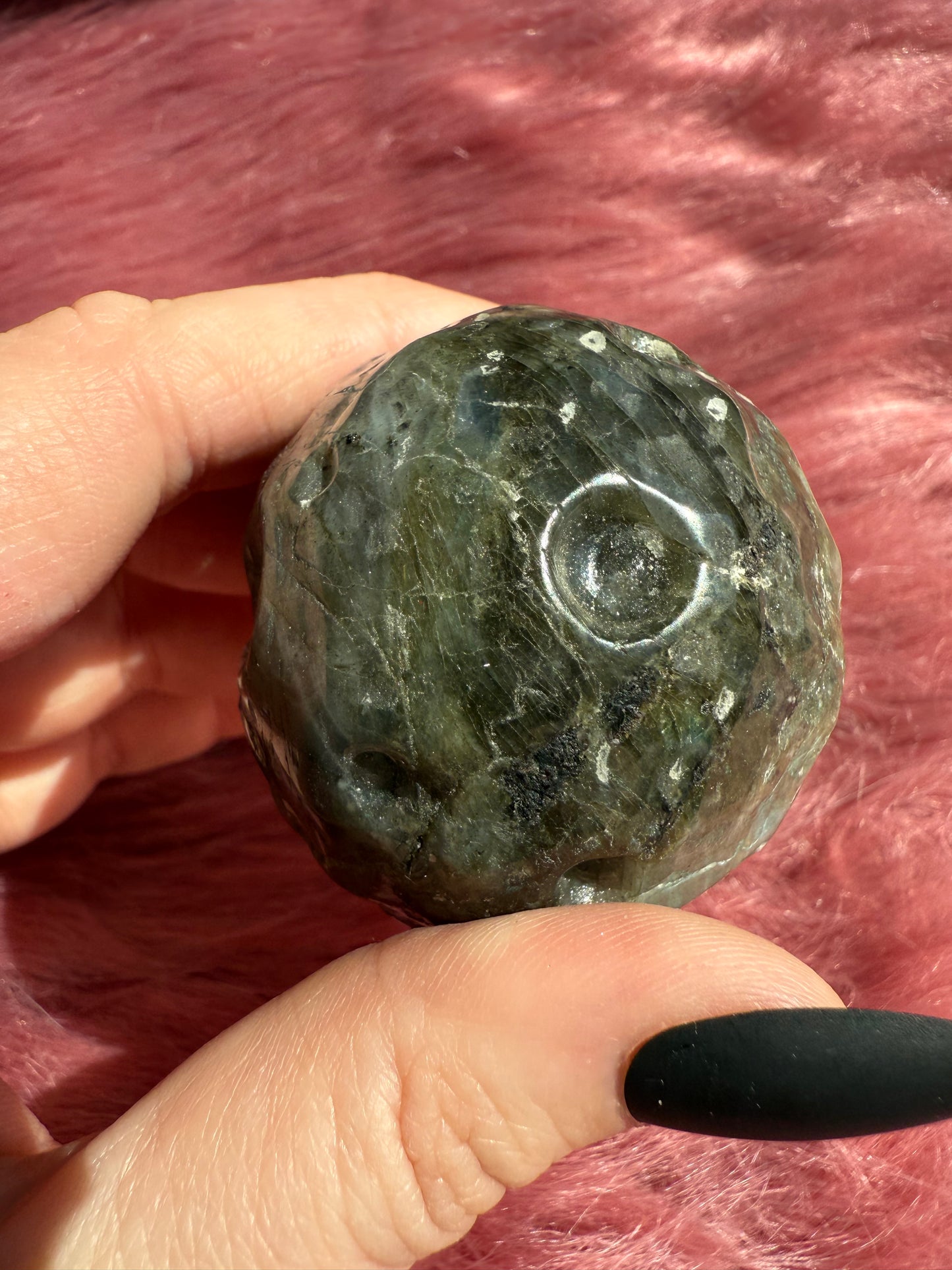 Stunning Labradorite Moon Carving