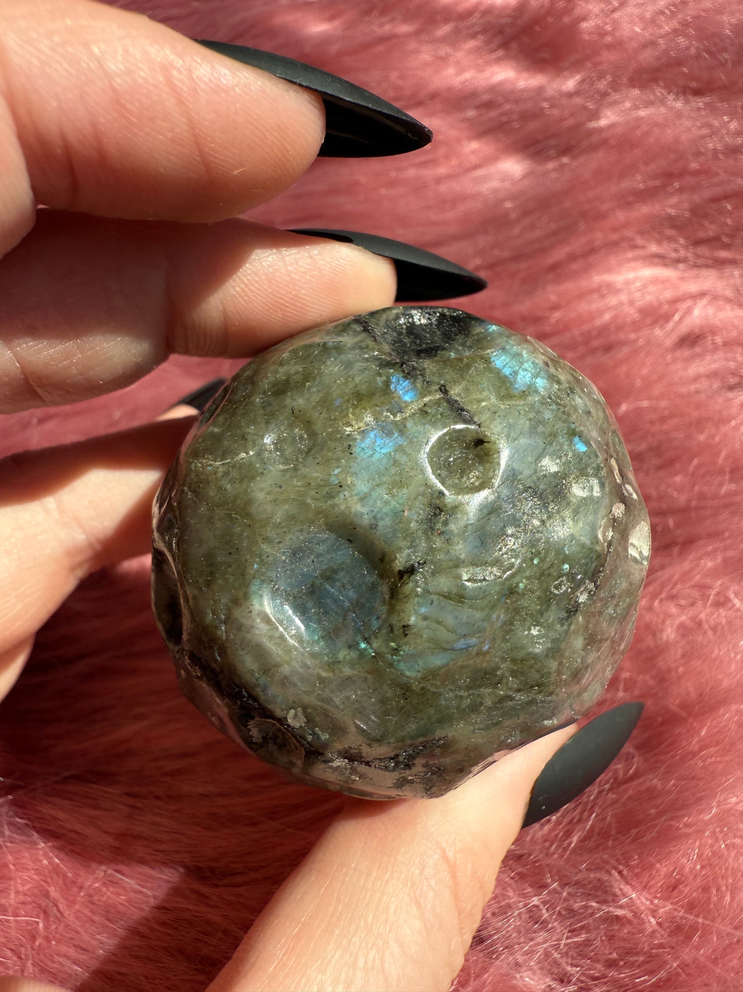 Stunning Labradorite Moon Carving