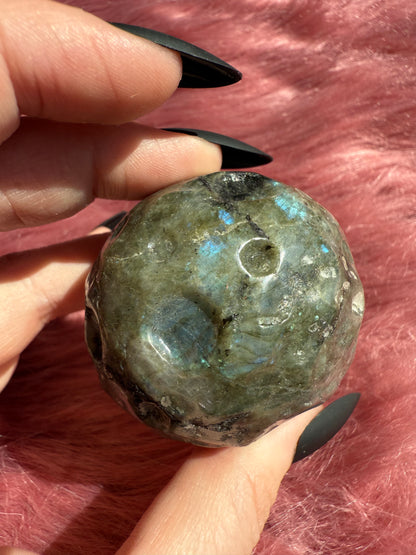 Stunning Labradorite Moon Carving