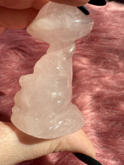 Stunning High Quality Rose Quartz Mushroom with Tototro Carving