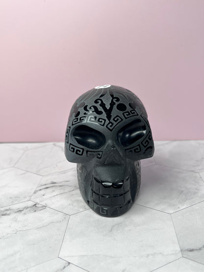 ONE (1) Stunning Etched Obsidian Skull from Mexico