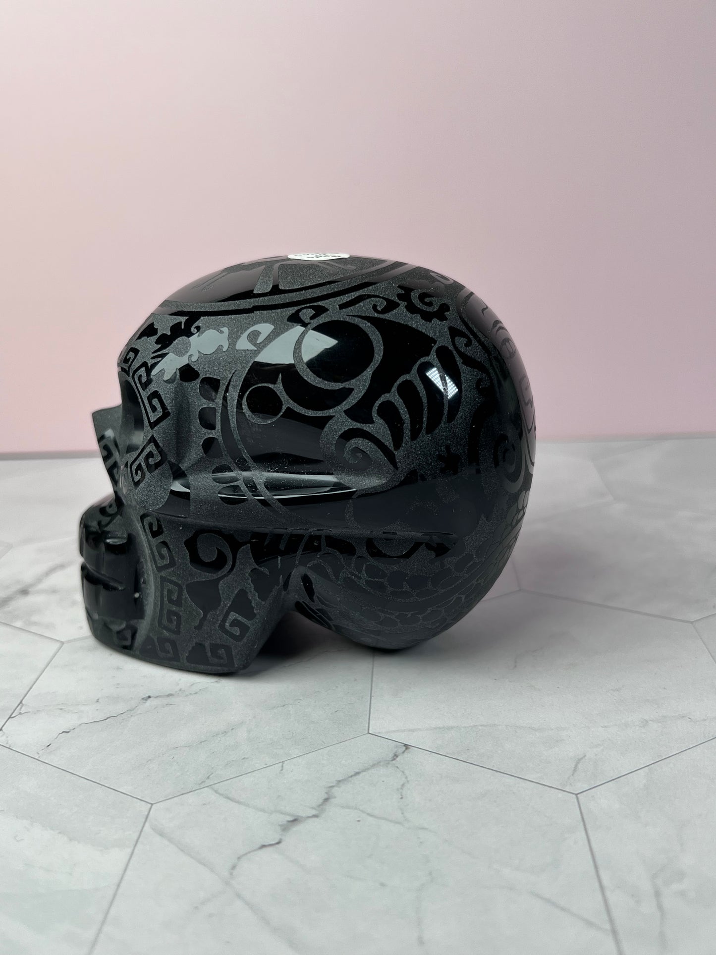 ONE (1) Stunning Etched Obsidian Skull from Mexico