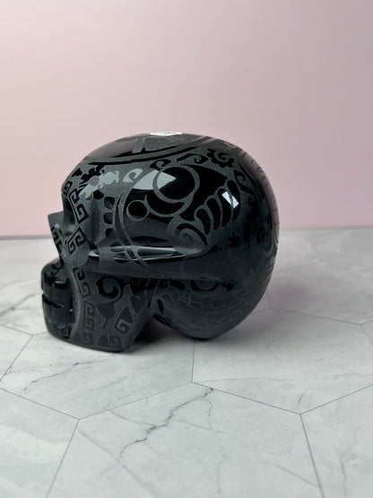 ONE (1) Stunning Etched Obsidian Skull from Mexico