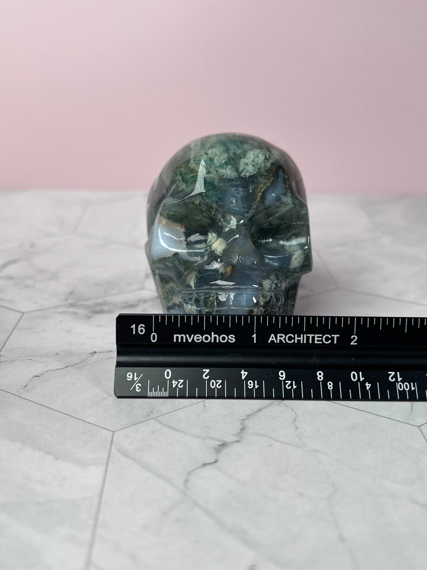 Stunning High Quality Moss Agate Skull I