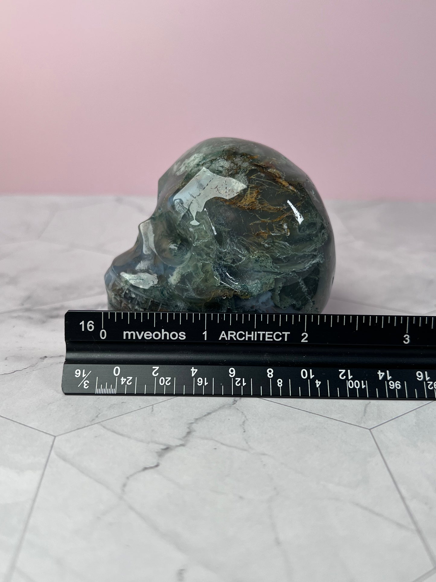 Stunning High Quality Moss Agate Skull I