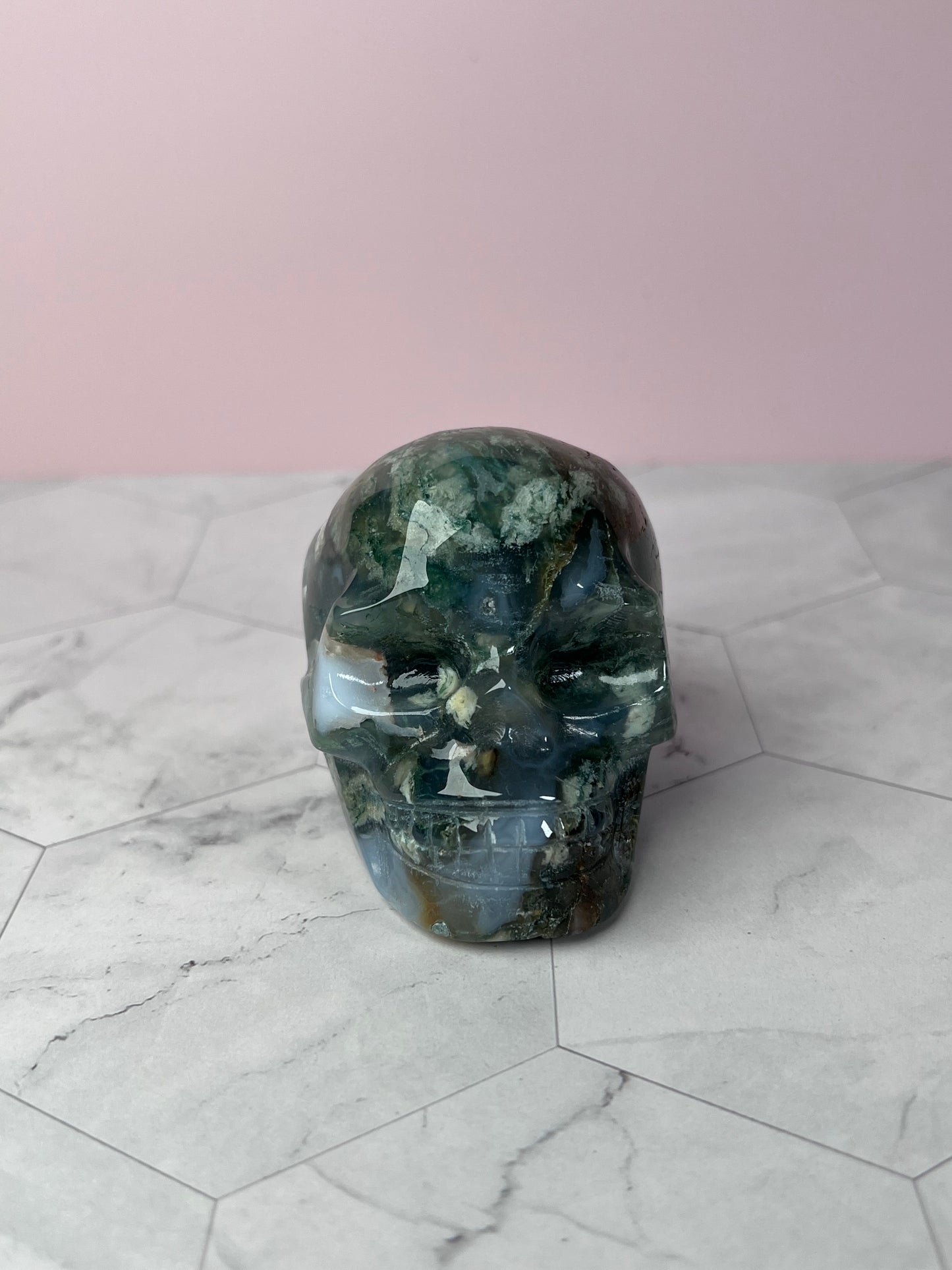 Stunning High Quality Moss Agate Skull I