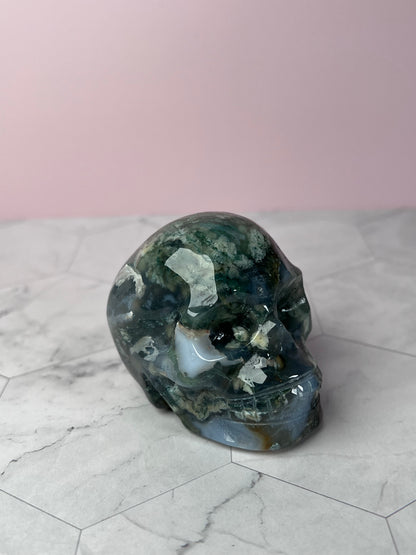 Stunning High Quality Moss Agate Skull I