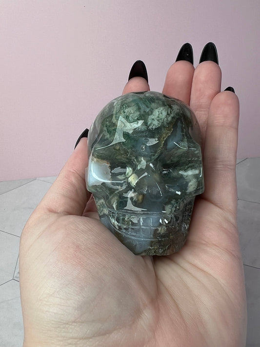 Stunning High Quality Moss Agate Skull I