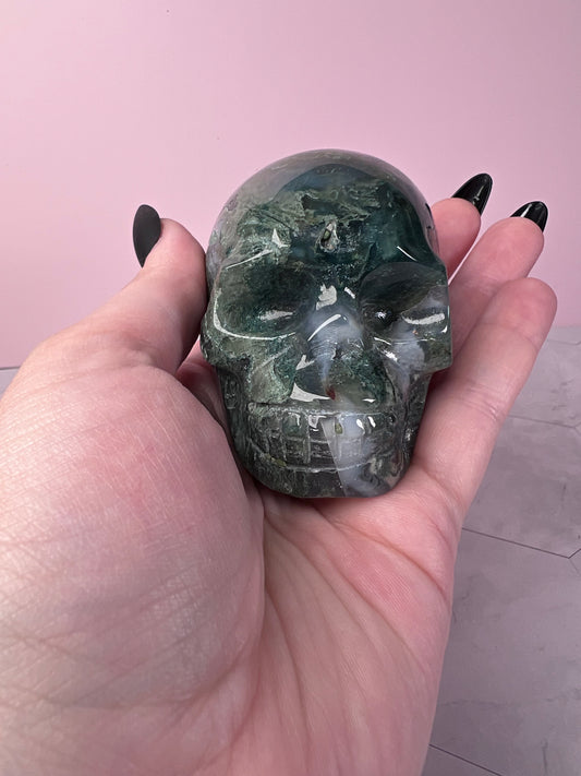 Stunning High Quality Moss Agate Skull A