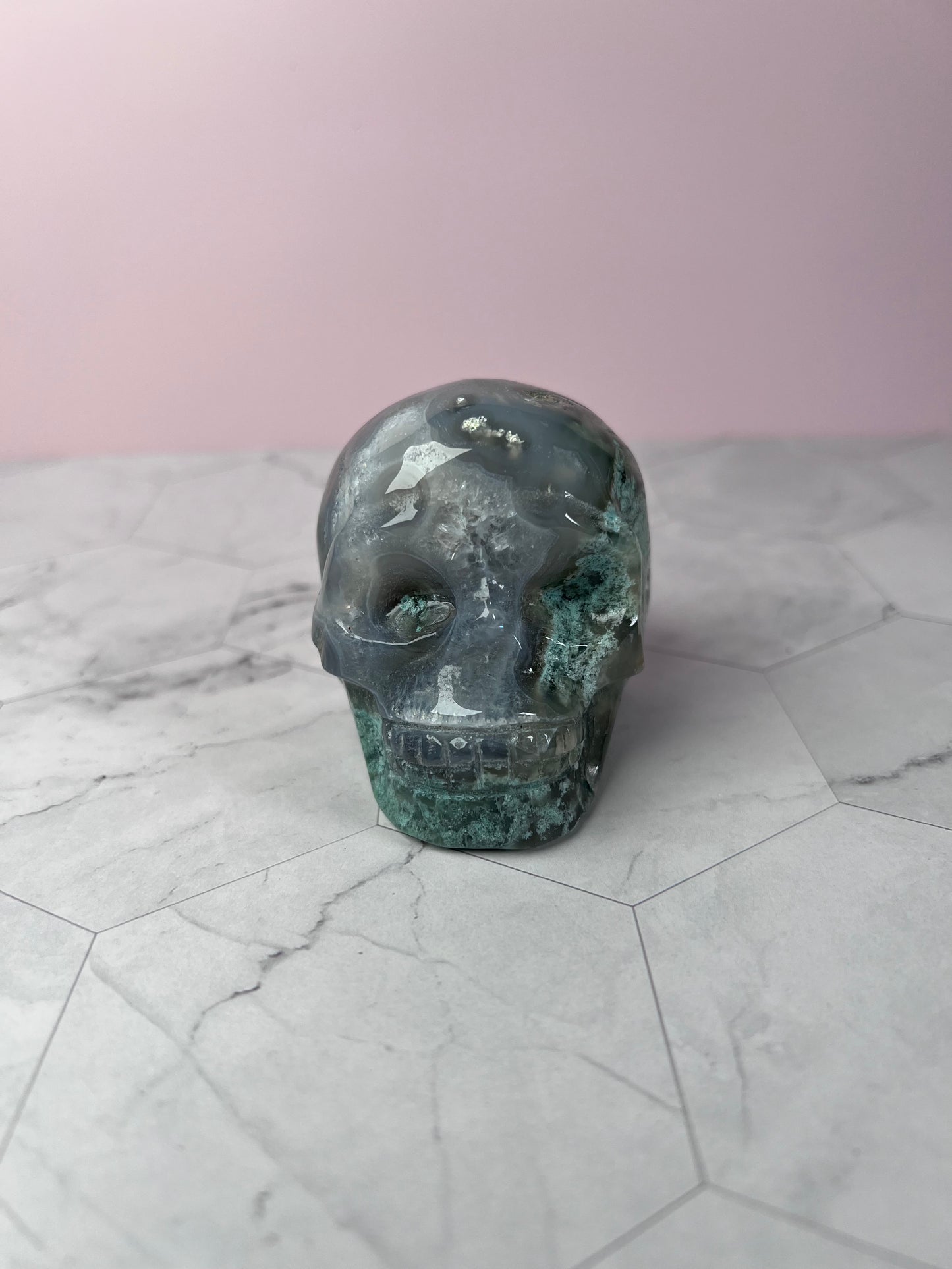 Stunning High Quality Moss Agate Skull G