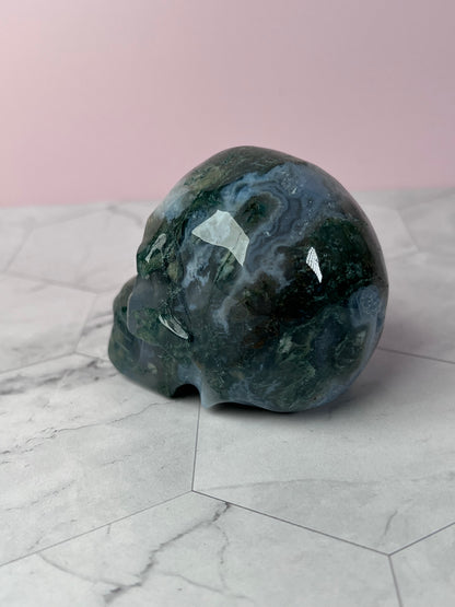 Stunning High Quality Moss Agate Skull E