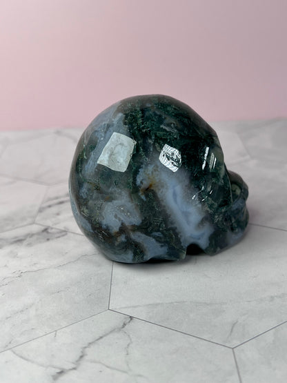 Stunning High Quality Moss Agate Skull E