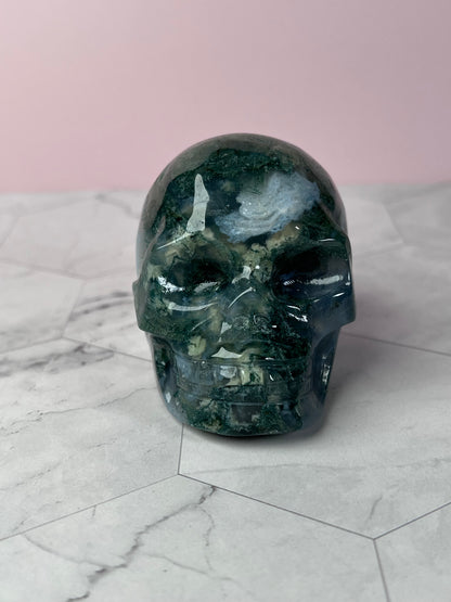 Stunning High Quality Moss Agate Skull E