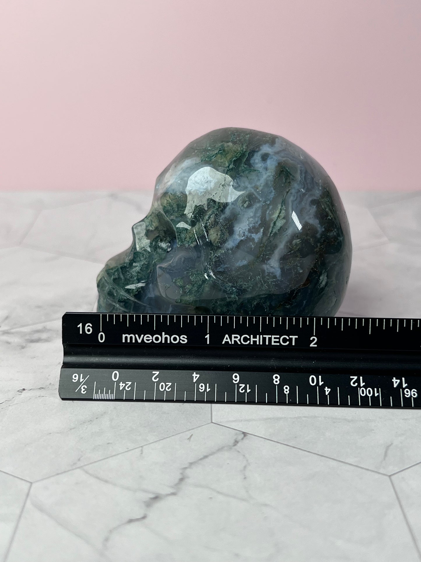 Stunning High Quality Moss Agate Skull E