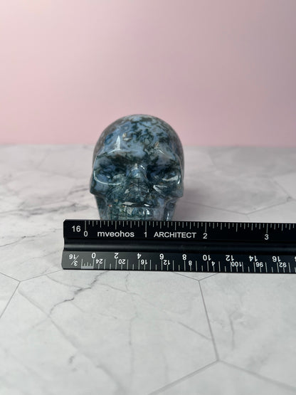 Stunning High Quality Moss Agate Skull C