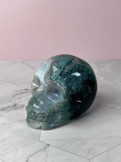 Stunning High Quality Moss Agate Skull B