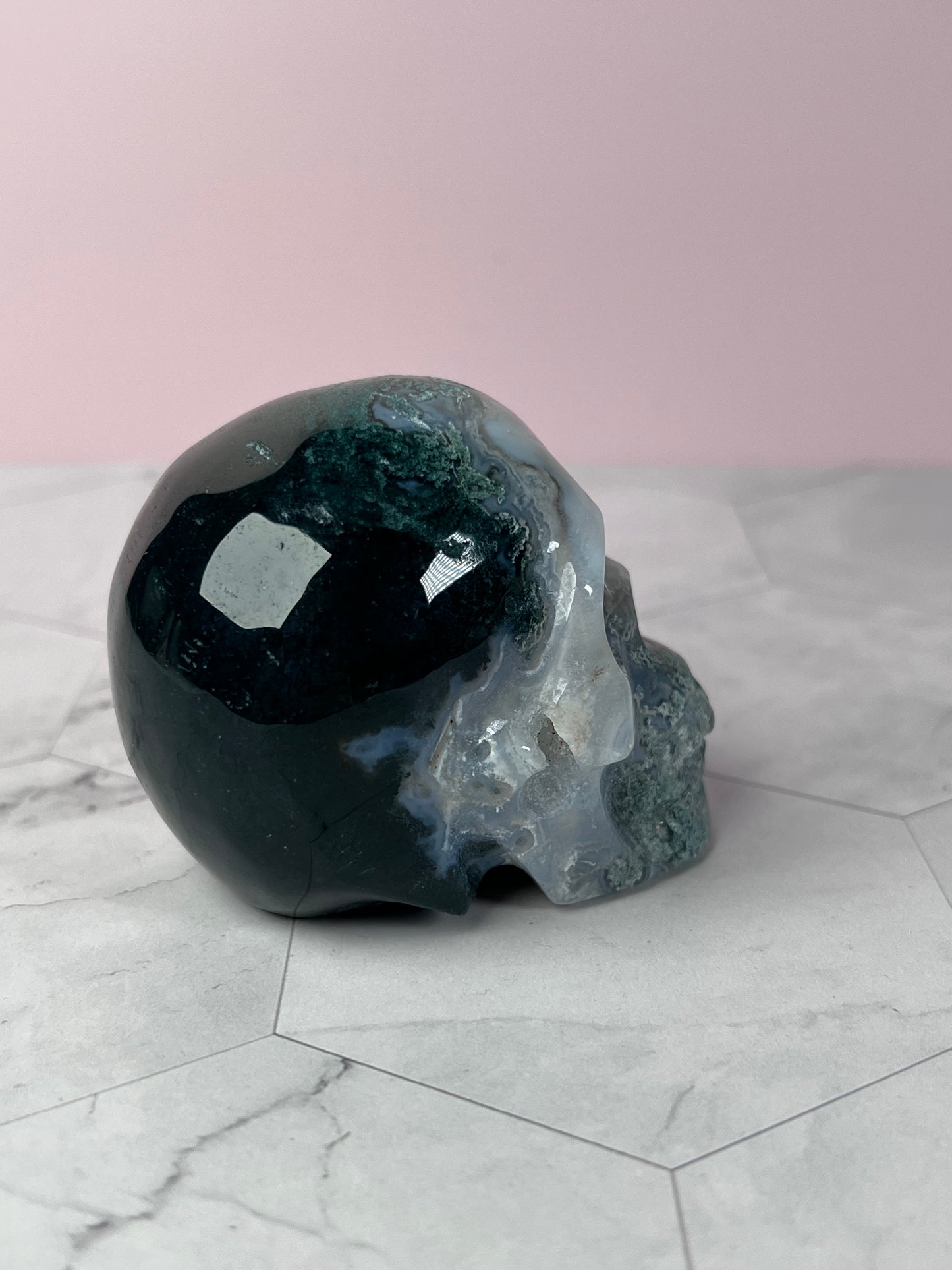 Stunning High Quality Moss Agate Skull B