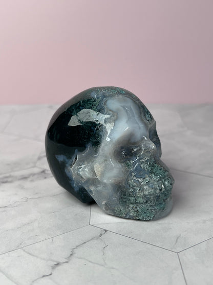 Stunning High Quality Moss Agate Skull B