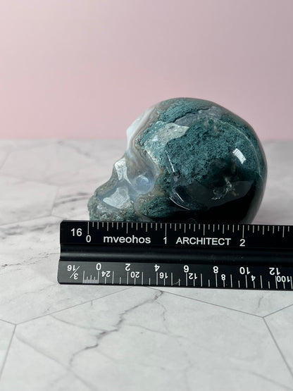 Stunning High Quality Moss Agate Skull B