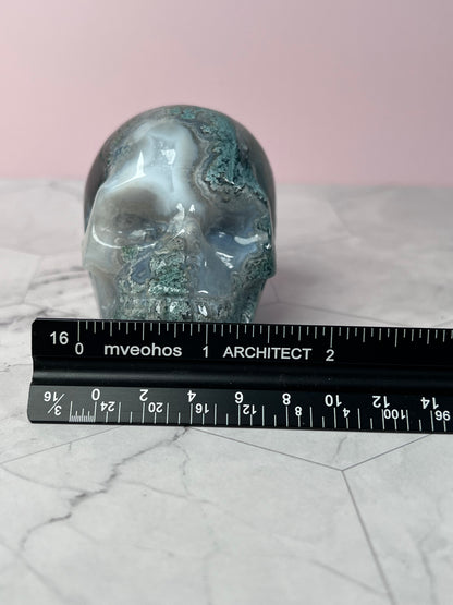 Stunning High Quality Moss Agate Skull B