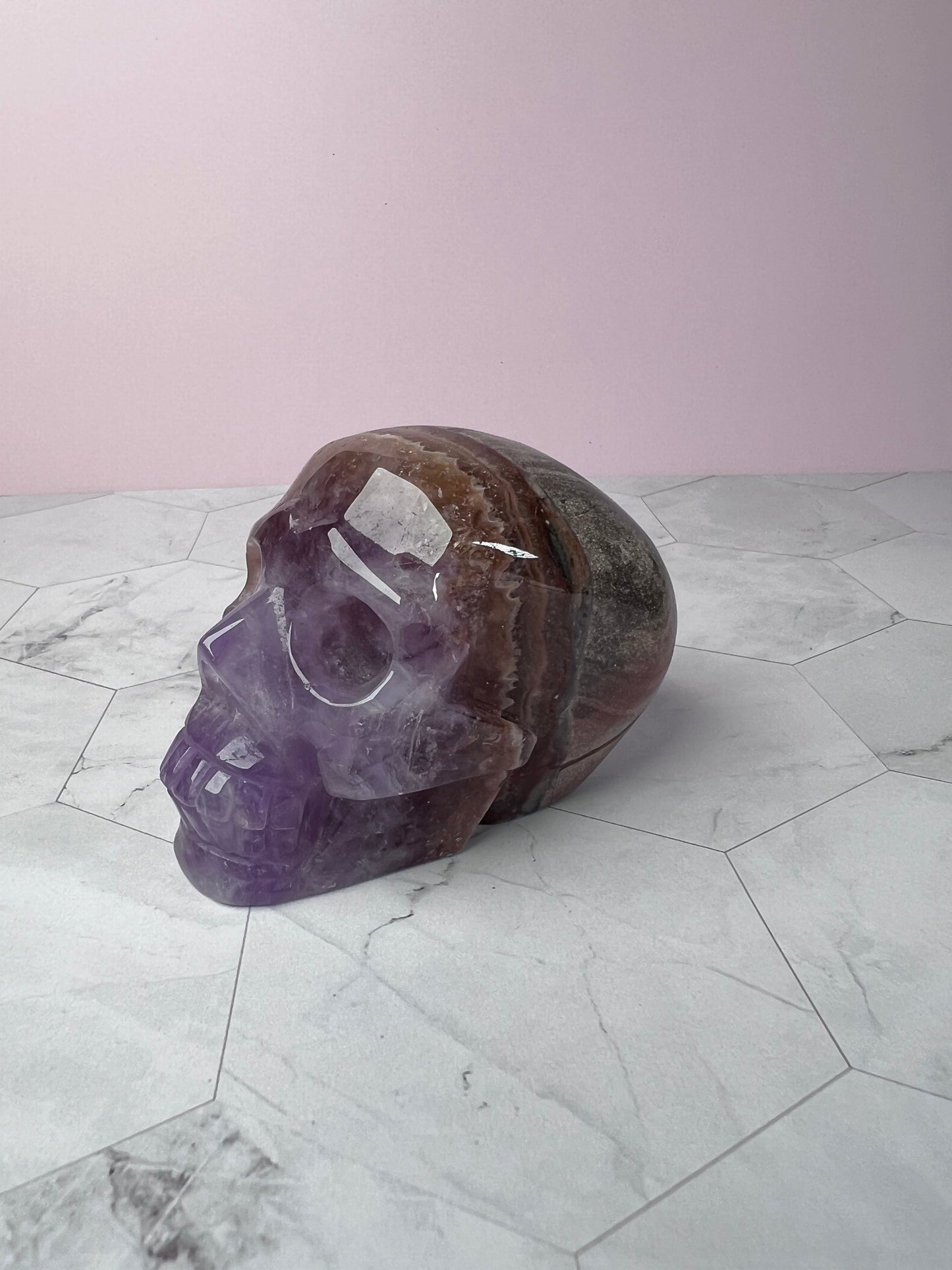 ONE (1) Stunning High Quality Crazy Lace Amethyst Skull