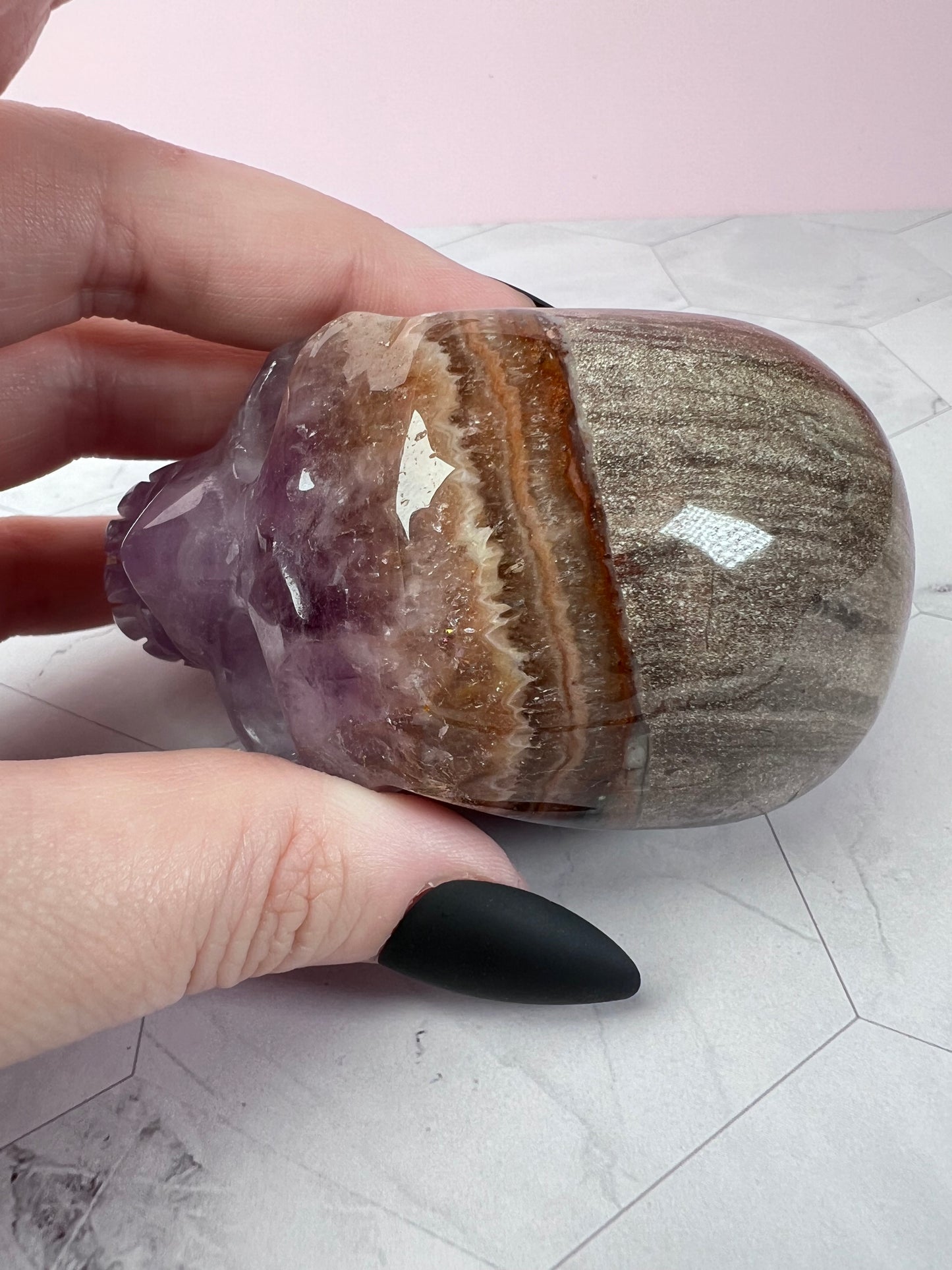 ONE (1) Stunning High Quality Crazy Lace Amethyst Skull