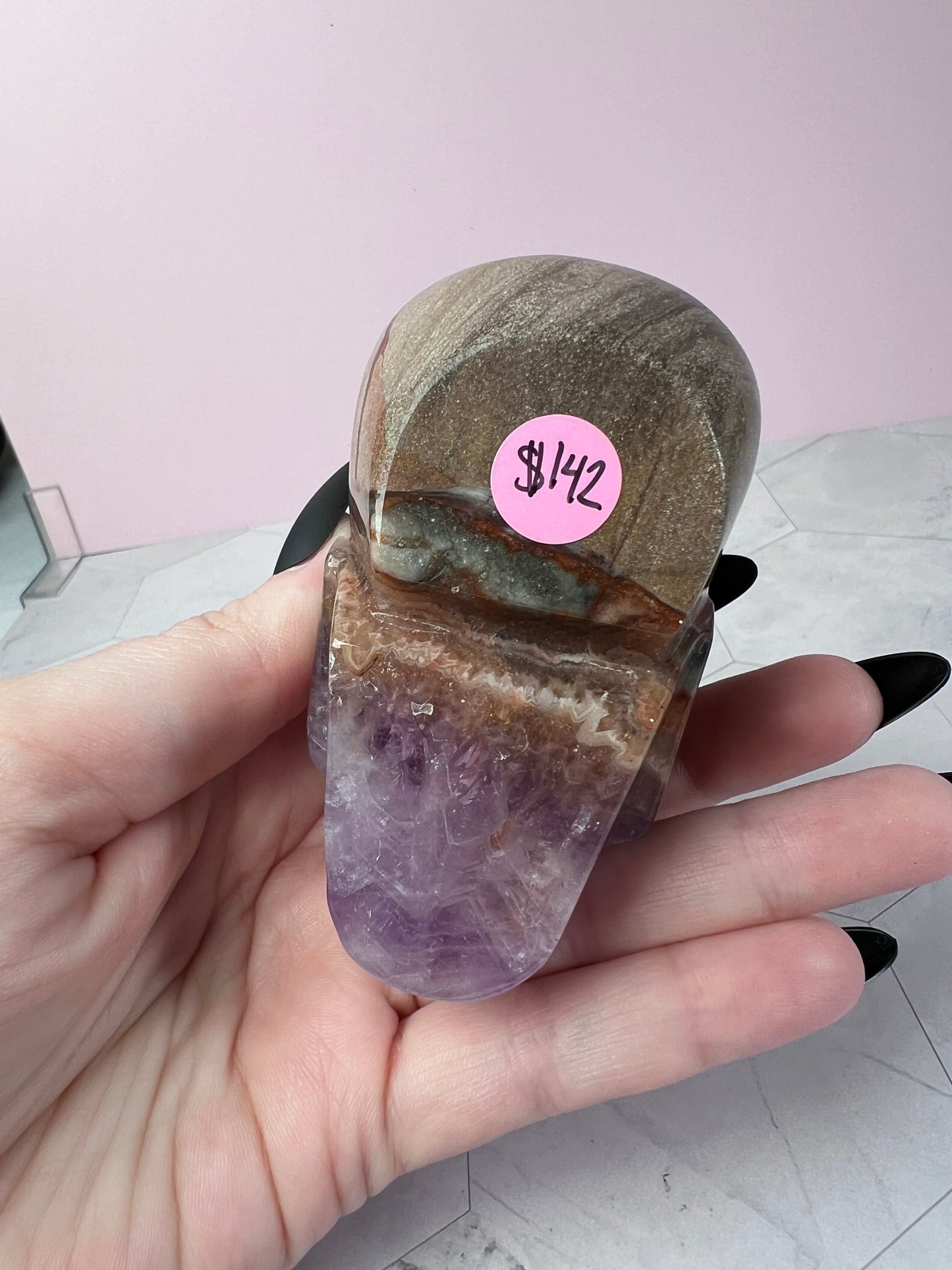 ONE (1) Stunning High Quality Crazy Lace Amethyst Skull