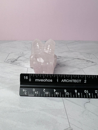 ONE (1) Stunning High Quality Rose Quartz Ram Skull