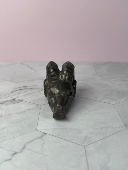 ONE (1) Stunning High Quality Pyrite Ram Skull