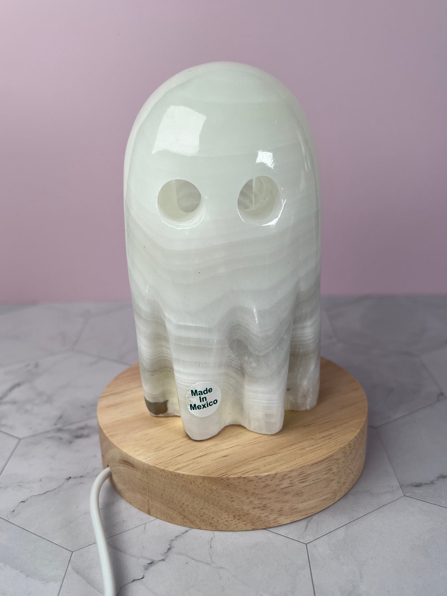 ONE (1) Stunning Onyx Ghost Lamp from Mexico (Includes USB LED light)