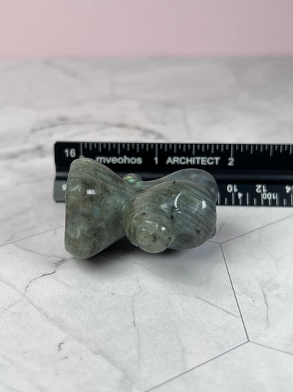 ONE (1) Stunning High Quality Blue Flash Labradorite Ghost Dog Carving