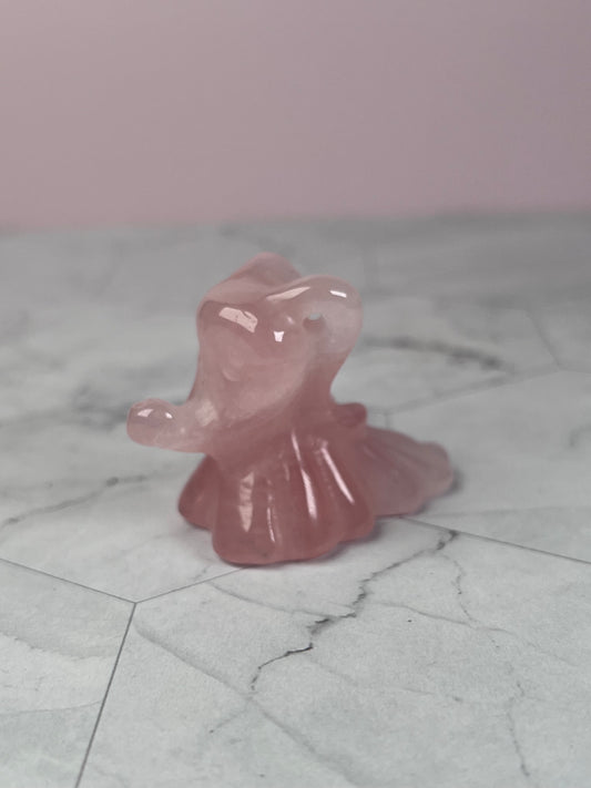 ONE (1) Stunning High Quality Rose Quartz Ghost Dog Carving