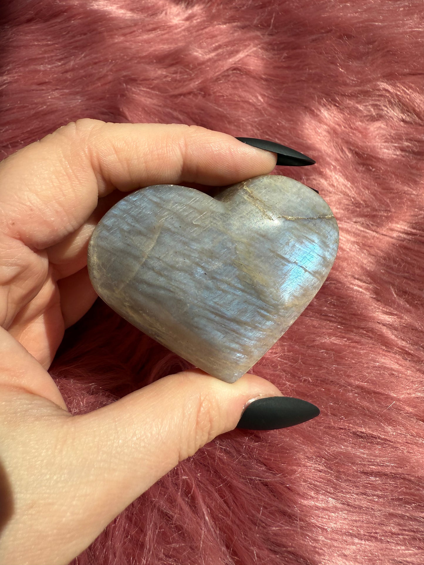 ONE (1) Stunning Blue Flash Moonstone Heart - Intuitively Selected