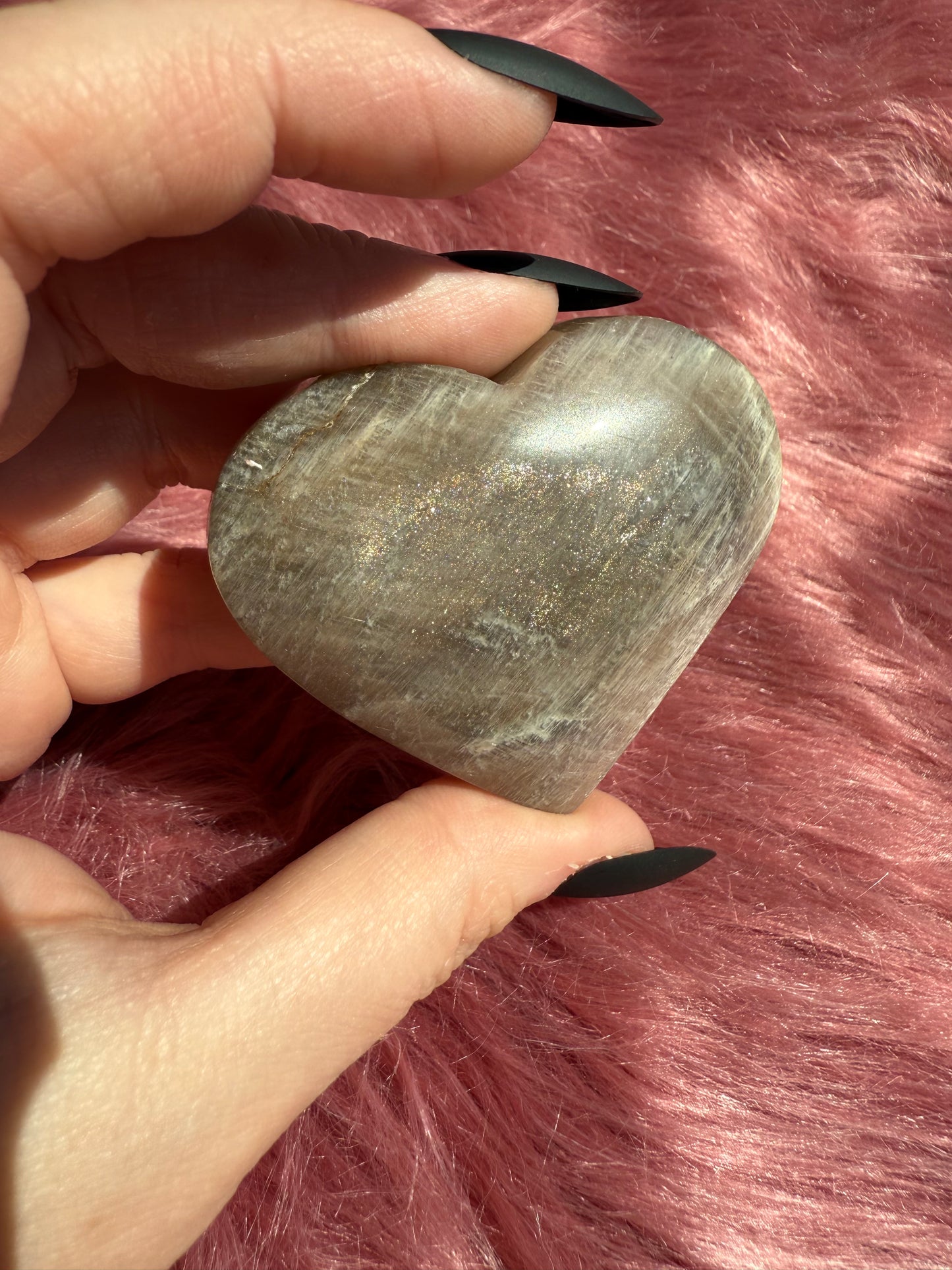 ONE (1) Stunning Blue Flash Moonstone Heart - Intuitively Selected