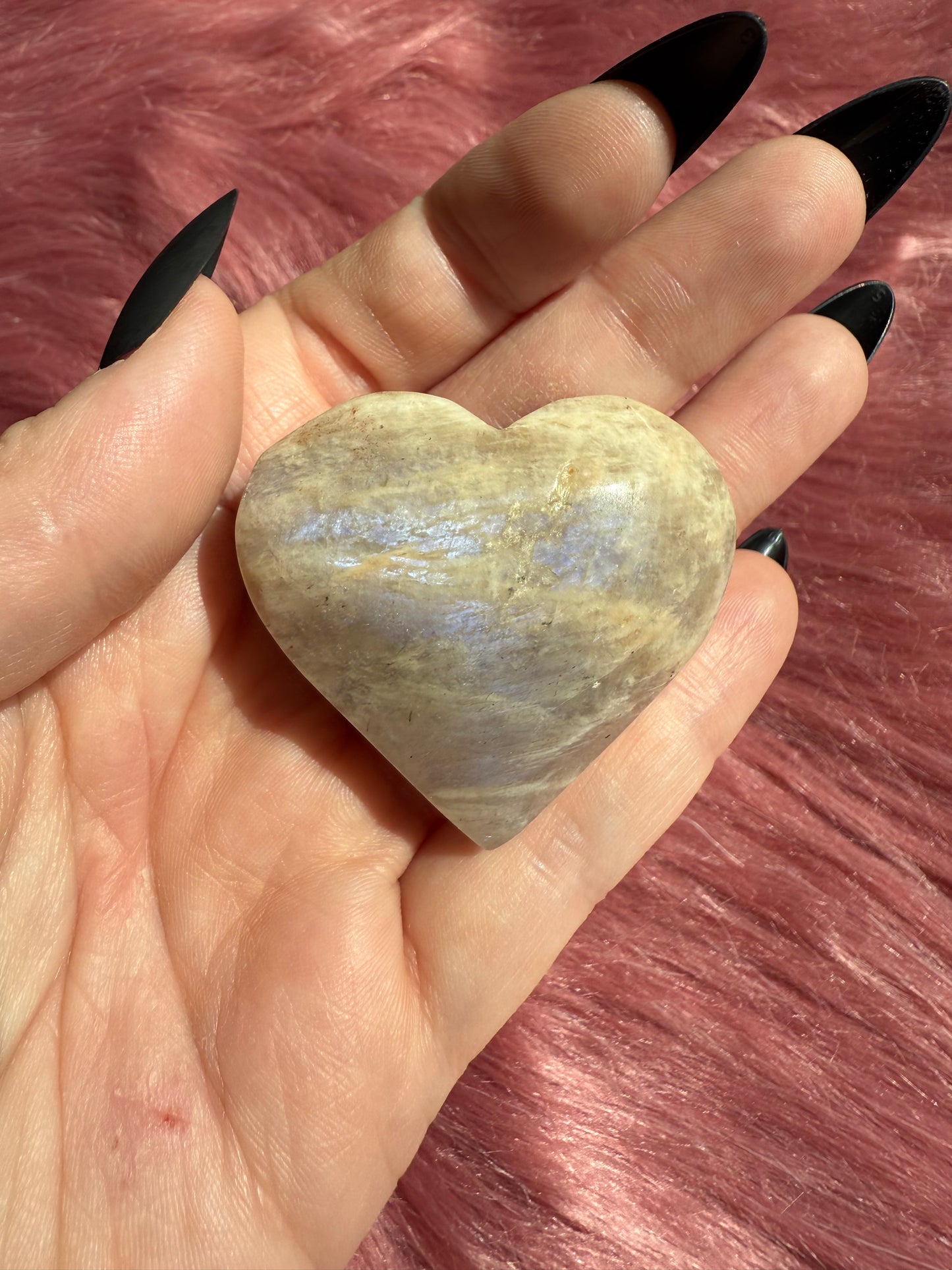 ONE (1) Stunning Blue Flash Moonstone Heart - Intuitively Selected