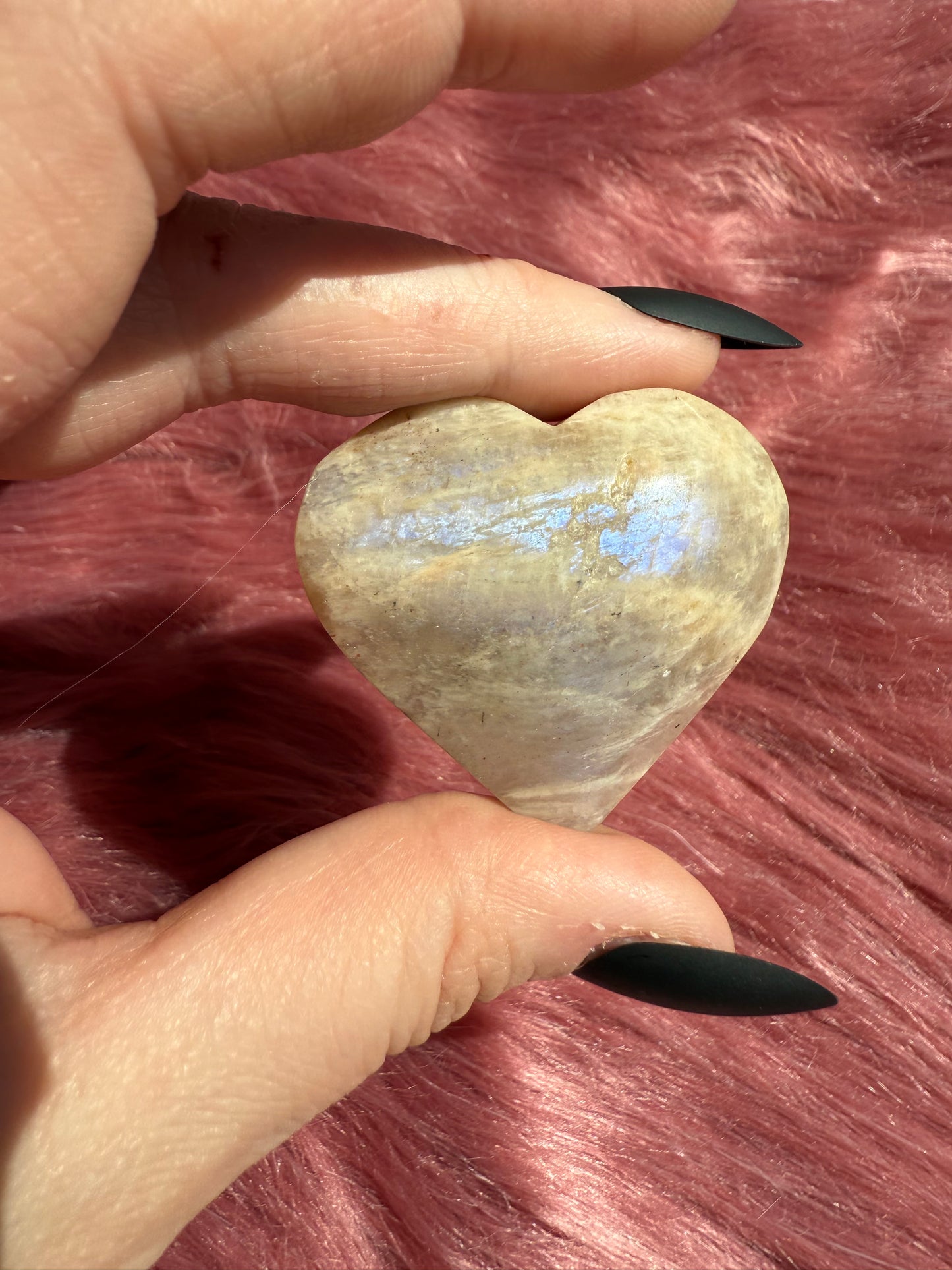 ONE (1) Stunning Blue Flash Moonstone Heart - Intuitively Selected