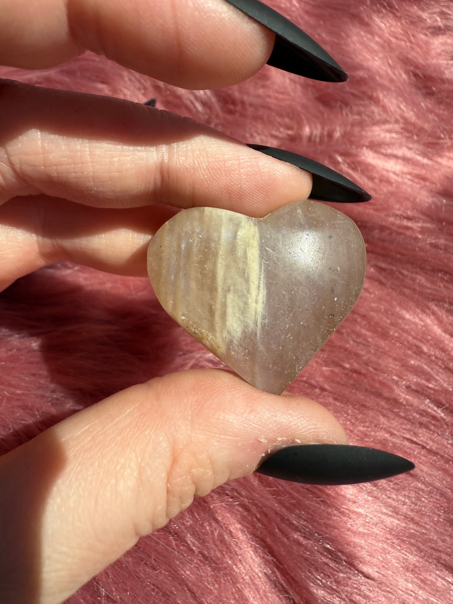 ONE (1) Stunning Blue Flash Moonstone Heart - Intuitively Selected