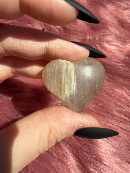 ONE (1) Stunning Blue Flash Moonstone Heart - Intuitively Selected
