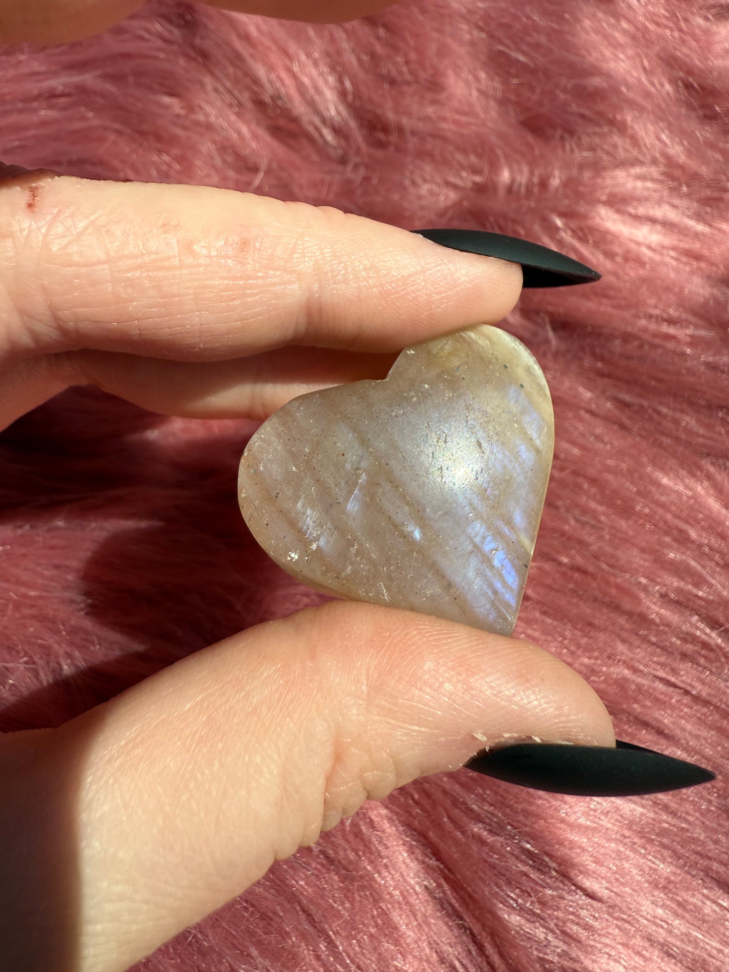 ONE (1) Stunning Blue Flash Moonstone Heart - Intuitively Selected