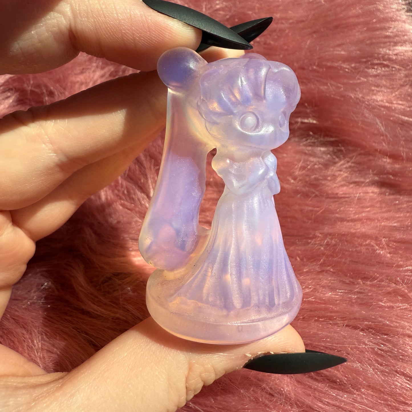 Stunning High Quality Pink Opalite Moon Princess Carving