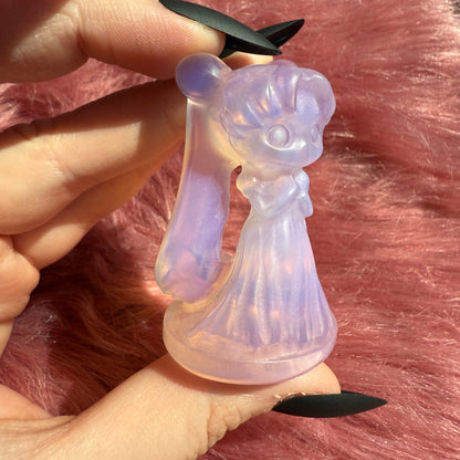 Stunning High Quality Pink Opalite Moon Princess Carving